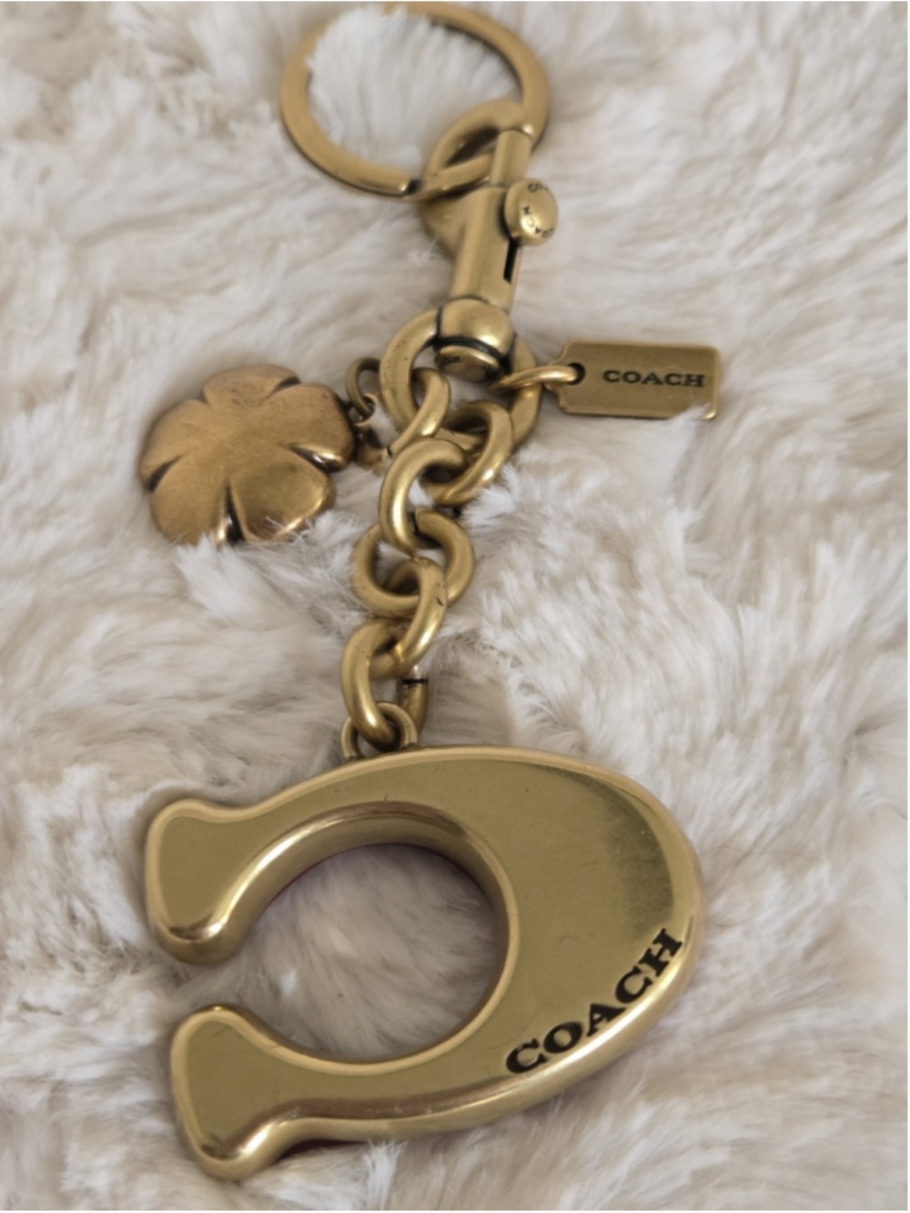 NWOT Coach Red Signature Leather C Tea Rose Bag Charm - Picture 5 of 5